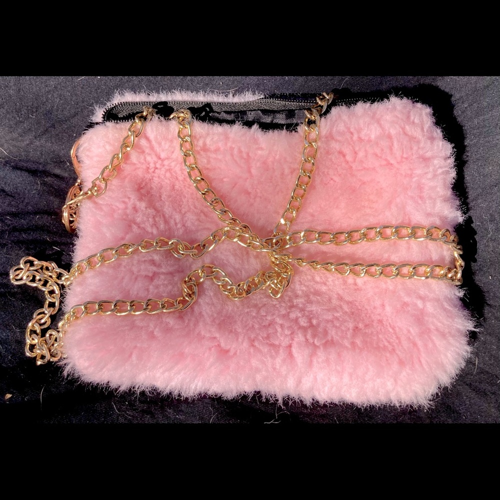 soft plush pink purse